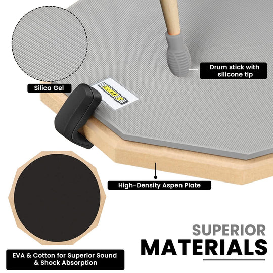 5Core adjustable drum throne with padded seat and snare drum practice pad
