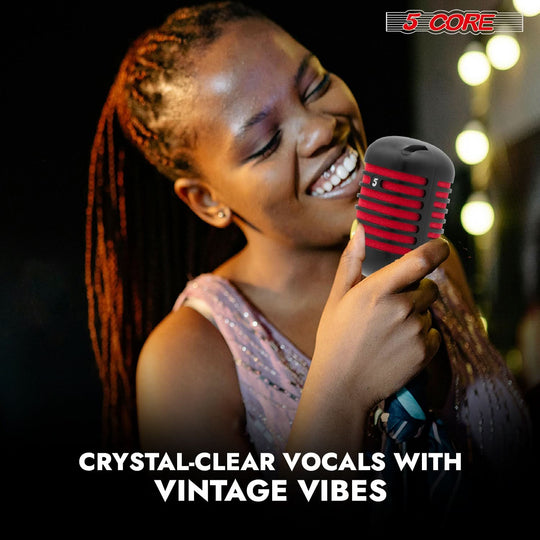 Professional XLR studio microphone with retro gold finish