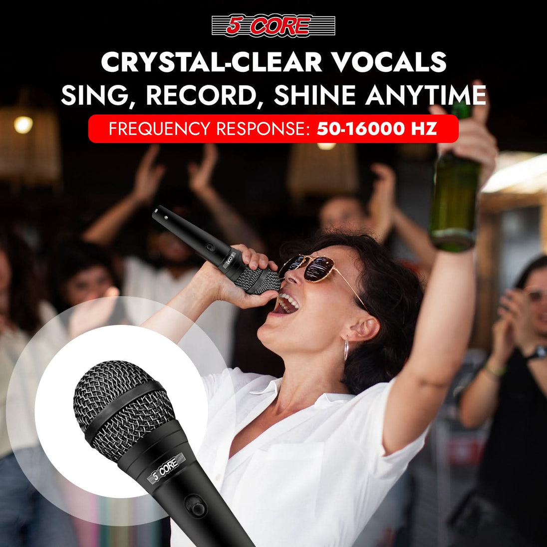 Studio-quality 5Core dynamic mic ideal for karaoke and broadcasting