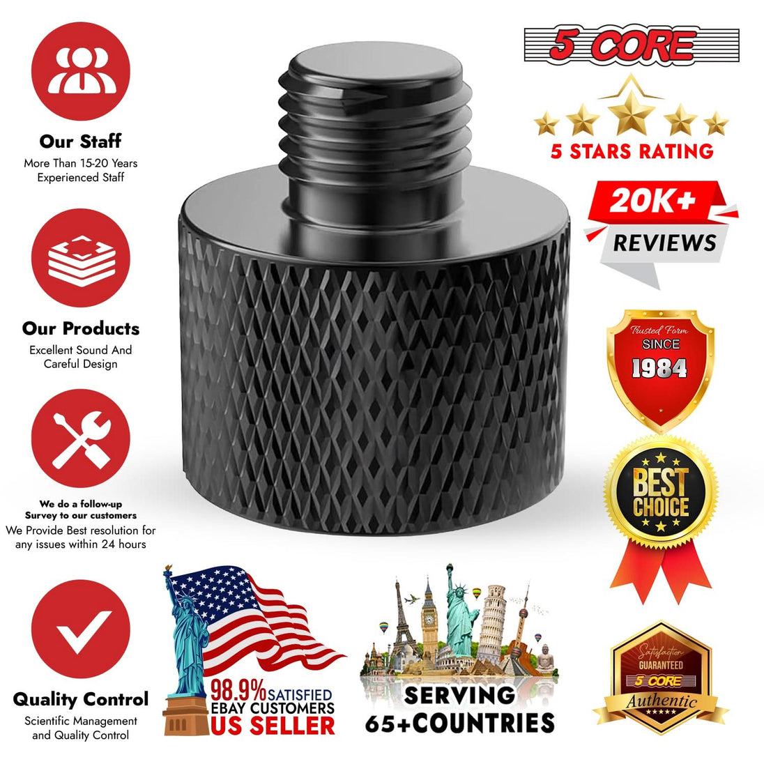 Professional 5/8 male to 3/8 female screw thread adapters, 12 pieces