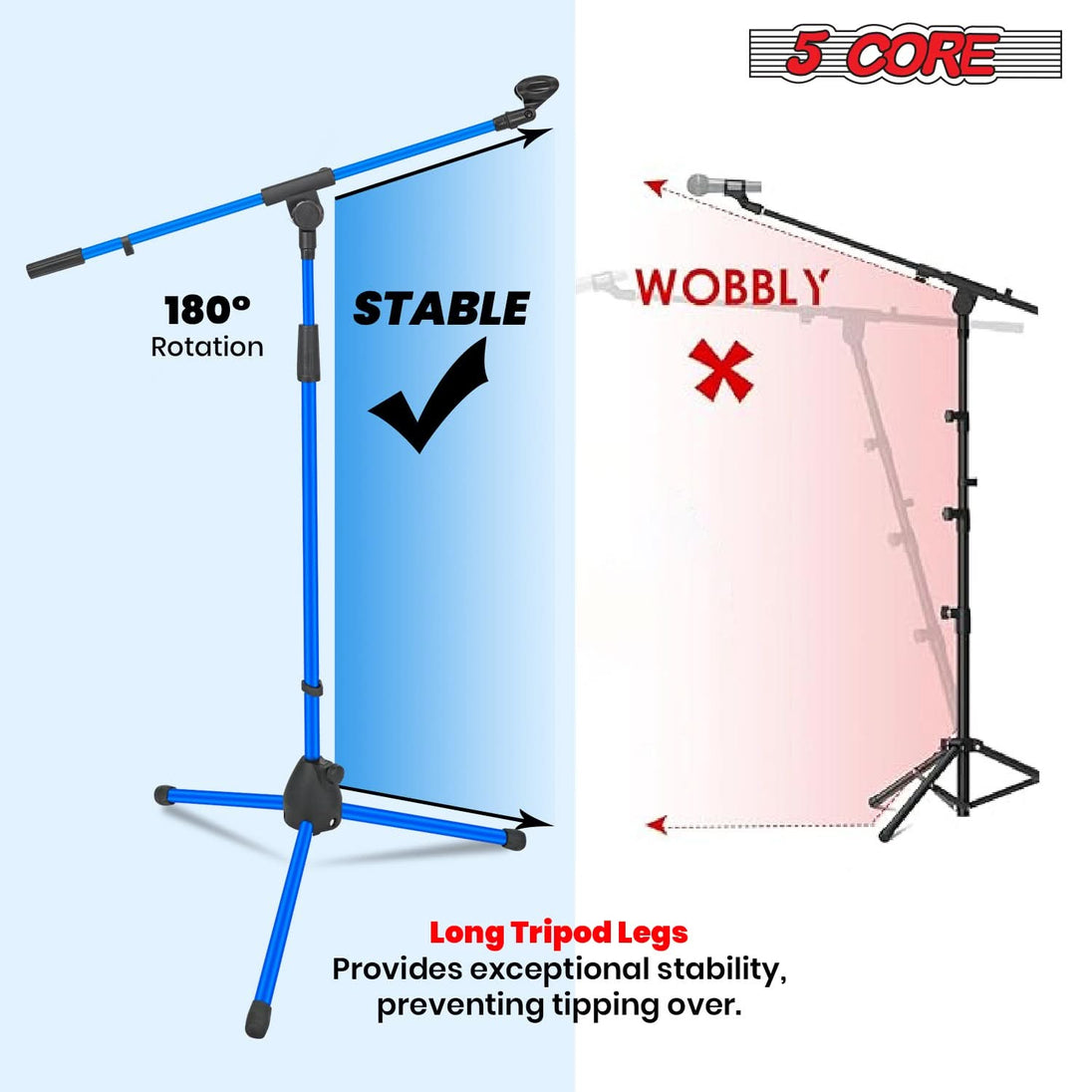 Efficient 5Core mic stand for studio, podcast, and live performance
