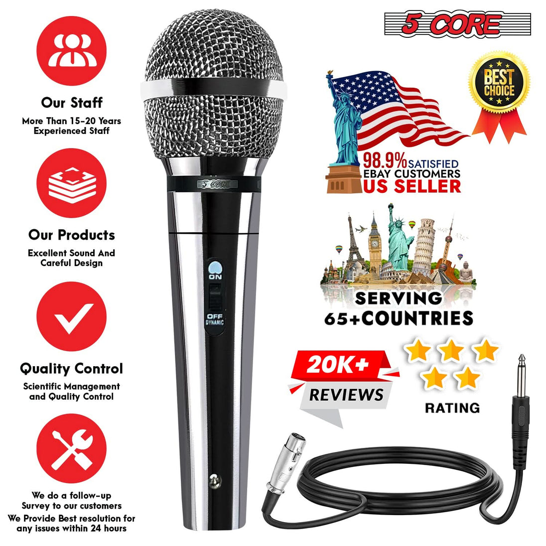 5Core vocal microphone XLR dynamic handheld mic for clear sound
