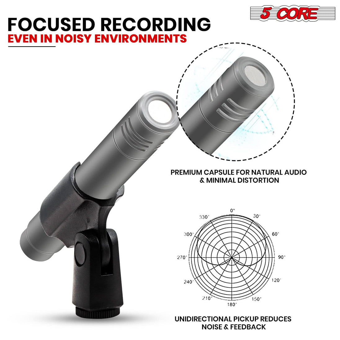 High-quality 5Core dynamic mics for drum recording