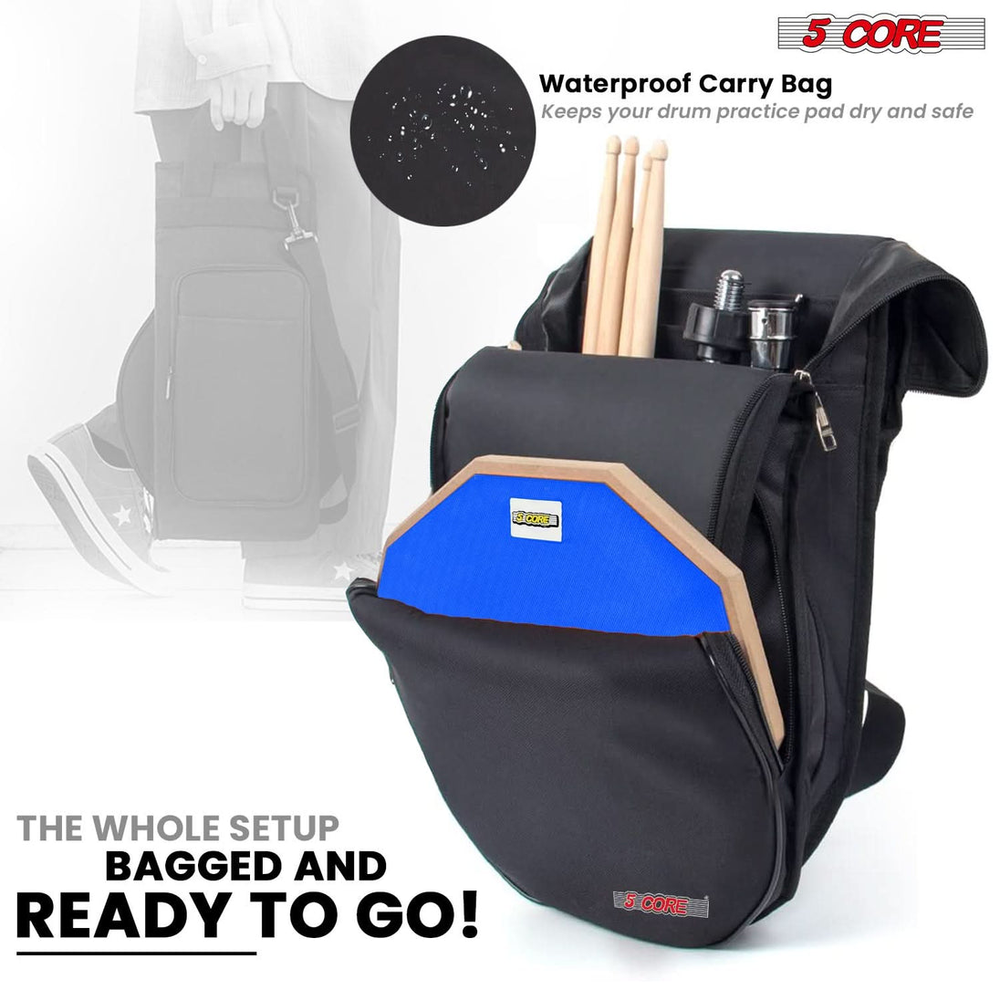 Portable drummer stool with padded seat and snare drum pad
