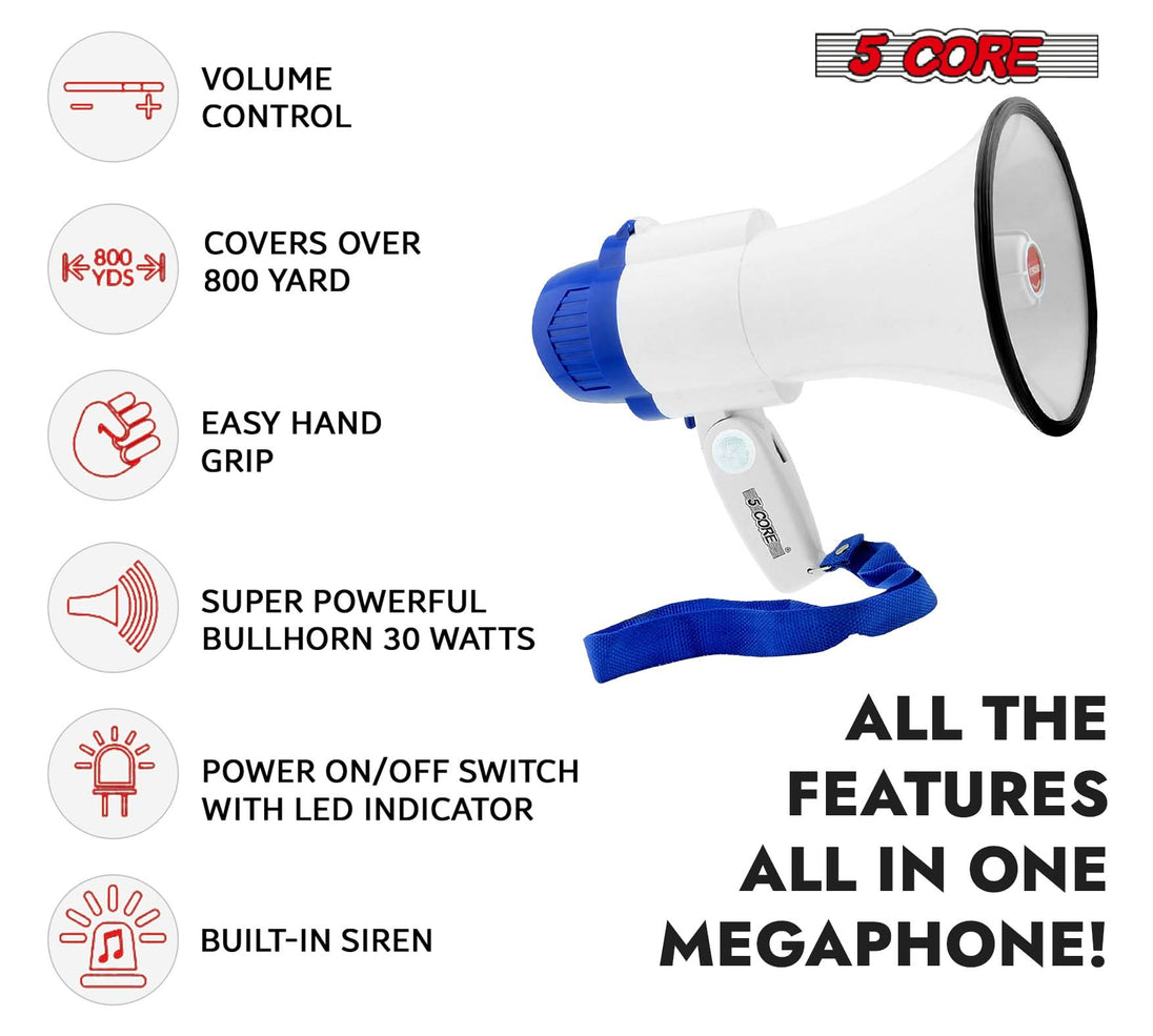 Mini bull horn with clear audio output and adjustable volume