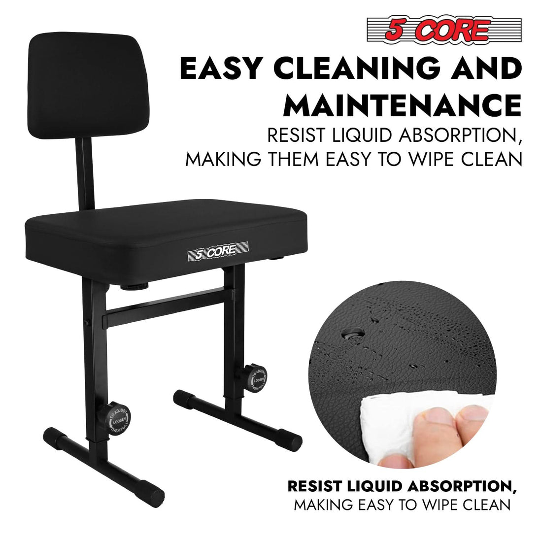 Adjustable piano bench with customizable height, offering comfort and support for pianists of all sizes