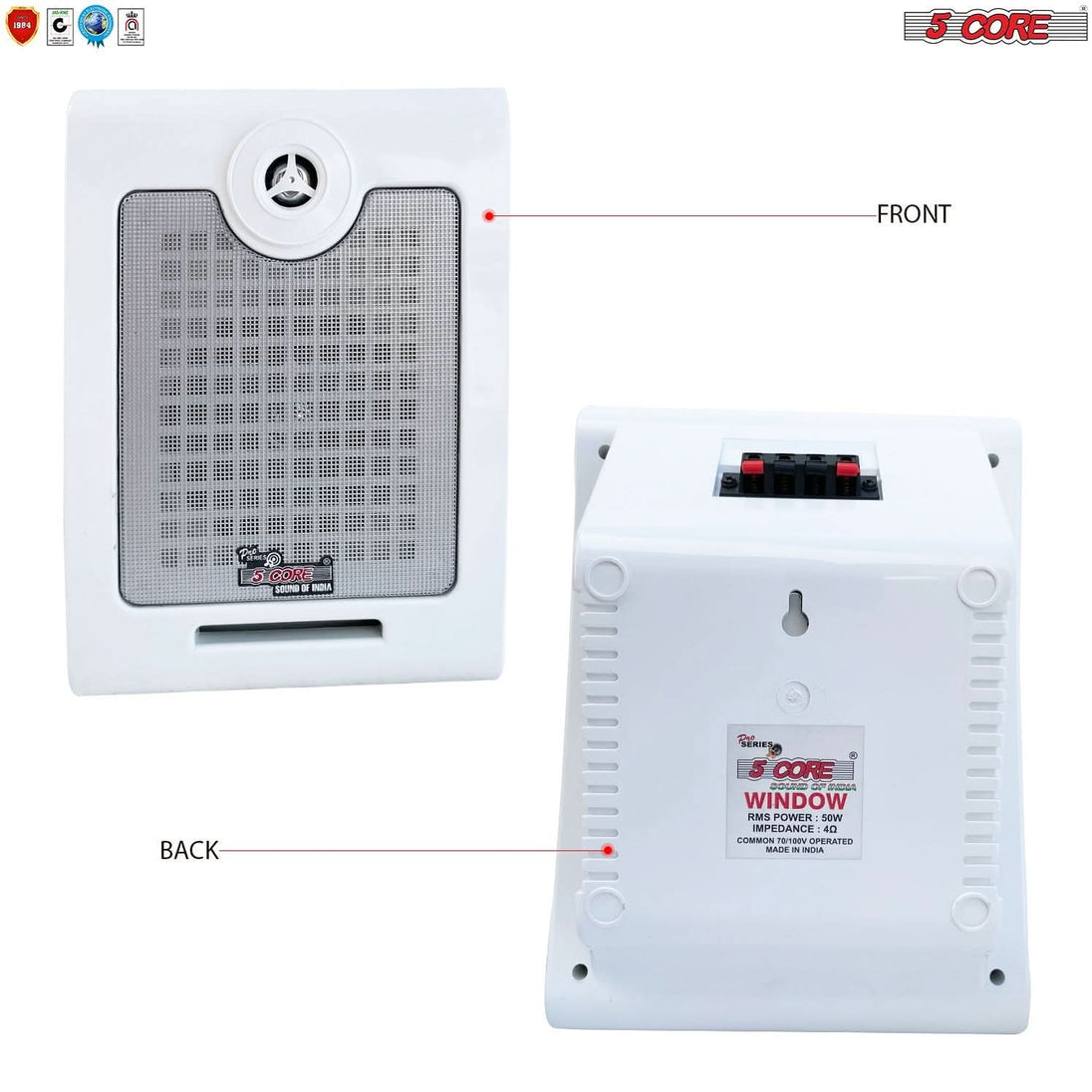 5Core outdoor wall speakers, high performance ceiling mount speaker with 50W RMS, 4Ohms