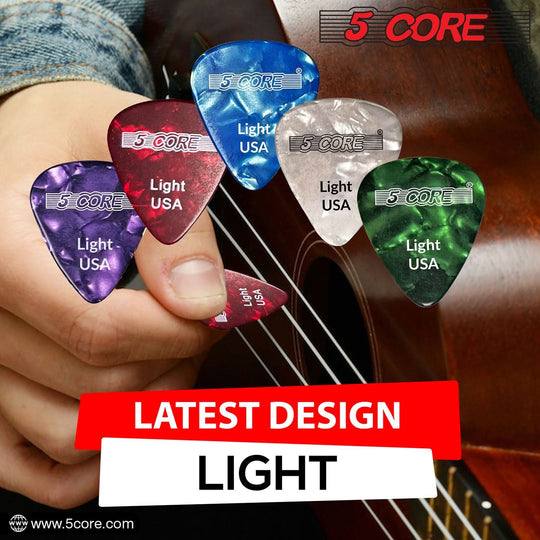 High-quality 5Core 0.46mm celluloid guitar picks for musicians of all levels