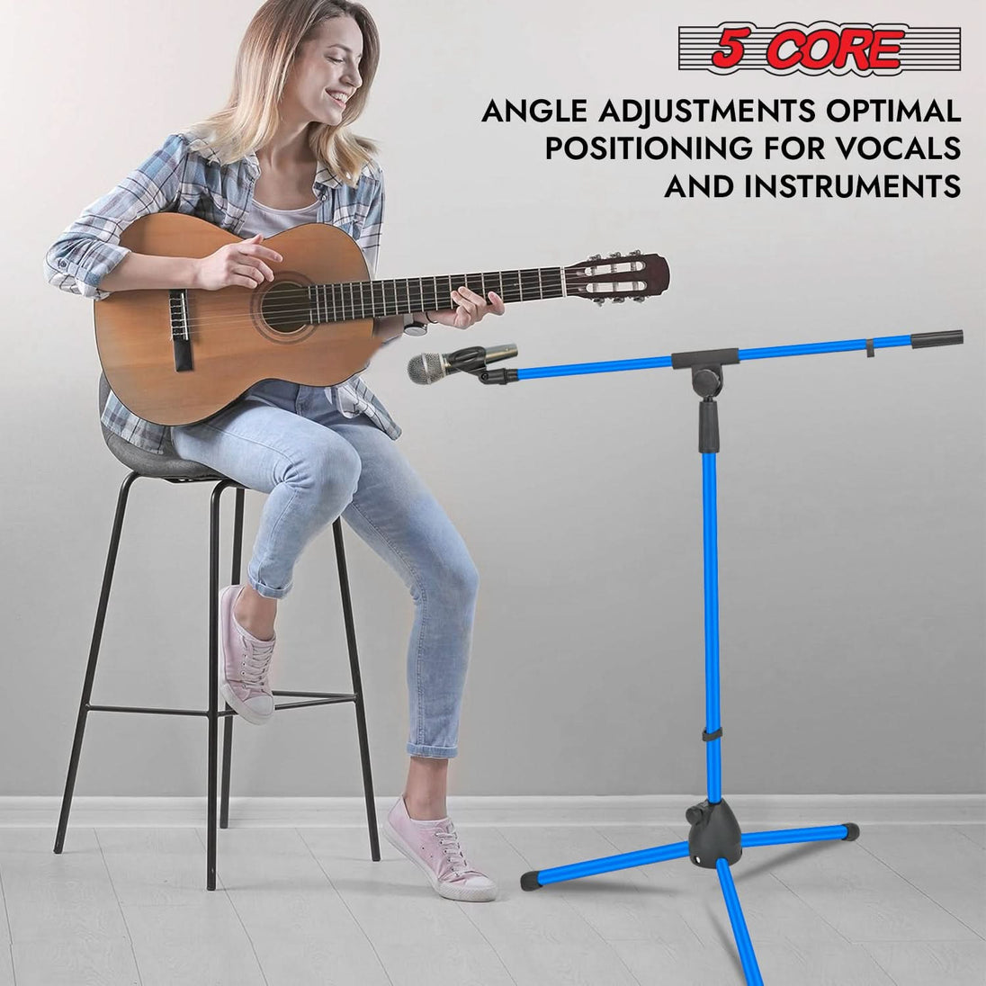 Heavy-duty tripod mic stand with flexible boom arm