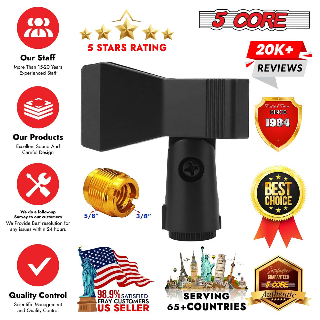 Durable mic clip holders pack of 5 with screw adapters for versatile mounting