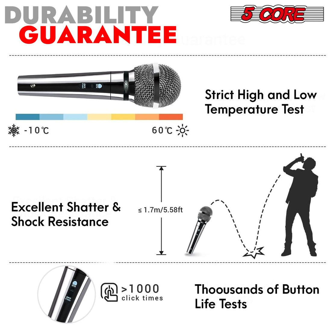 5Core singing microphone dynamic XLR mic for events and stage