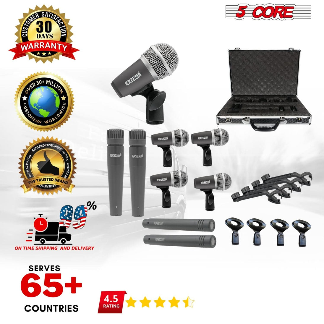 5Core drum mics designed for clear and accurate capture