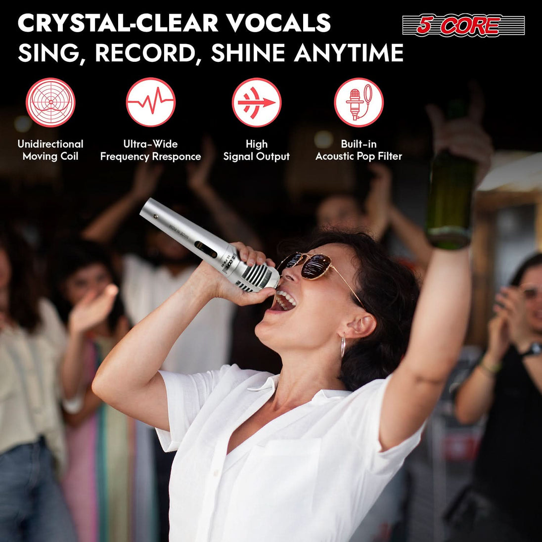 Handheld XLR dynamic microphone for studio and stage use