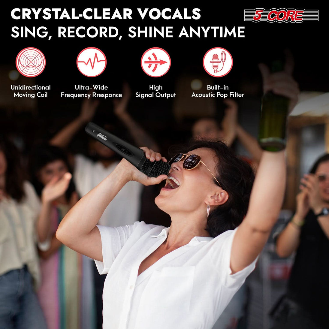 5Core dynamic handheld mic with noise-reducing features