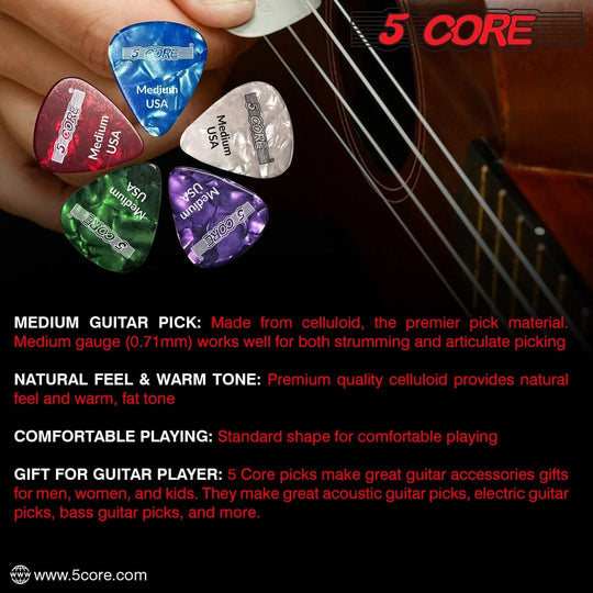 0.71mm purple guitar picks by 5Core medium gauge for versatile sound