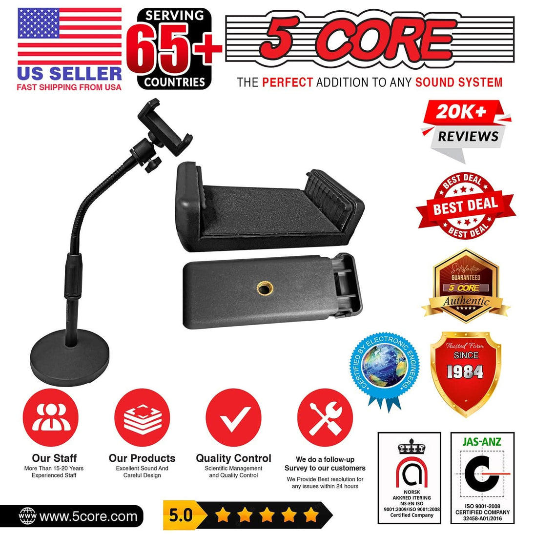 5Core adjustable scissor boom arm stand for desk cell phone tablet and cellphone holder