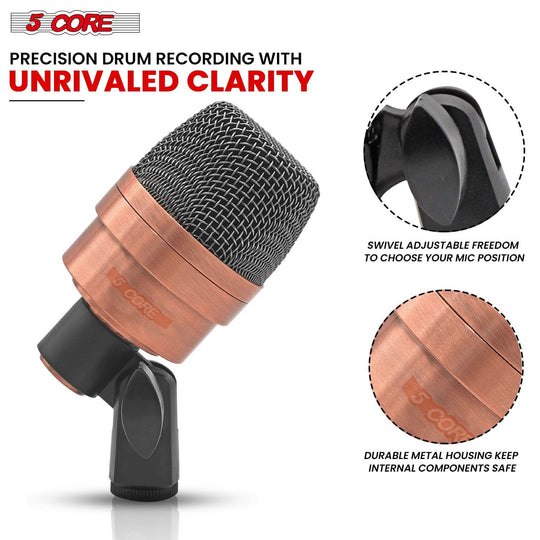 5Core XLR conga microphone for snare and tom drum kits, copper XP color