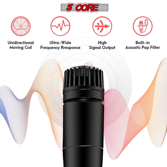 Professional handheld mic by 5Core with XLR connectivity