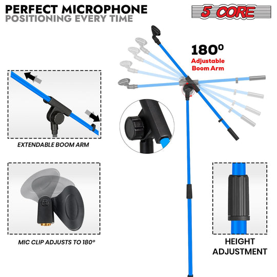 Flexible 5Core mic boom arm stand with height and angle adjustments
