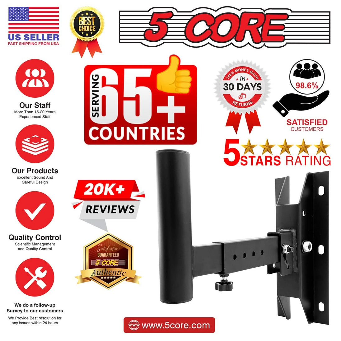 Adjustable wall speaker holder for optimized audio direction