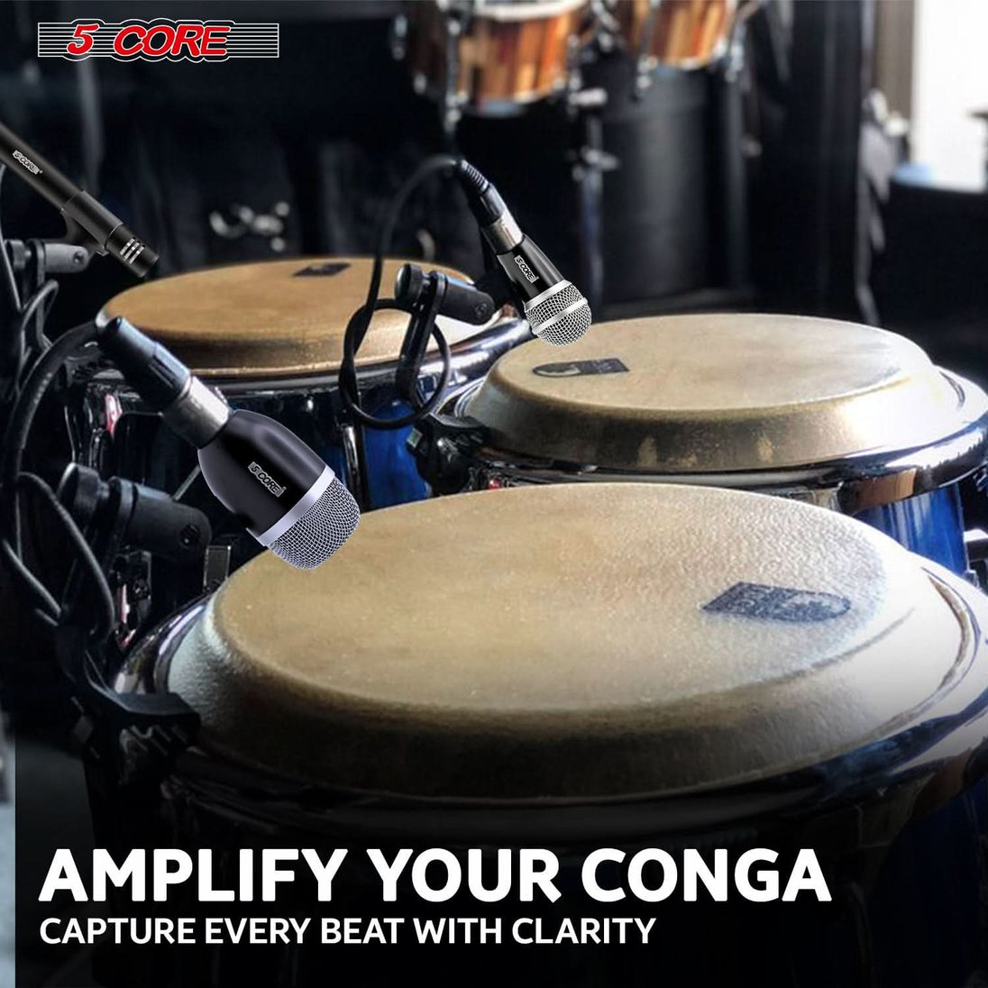 Black 5Core conga microphone with XLR, ideal for snare and tom drum kit