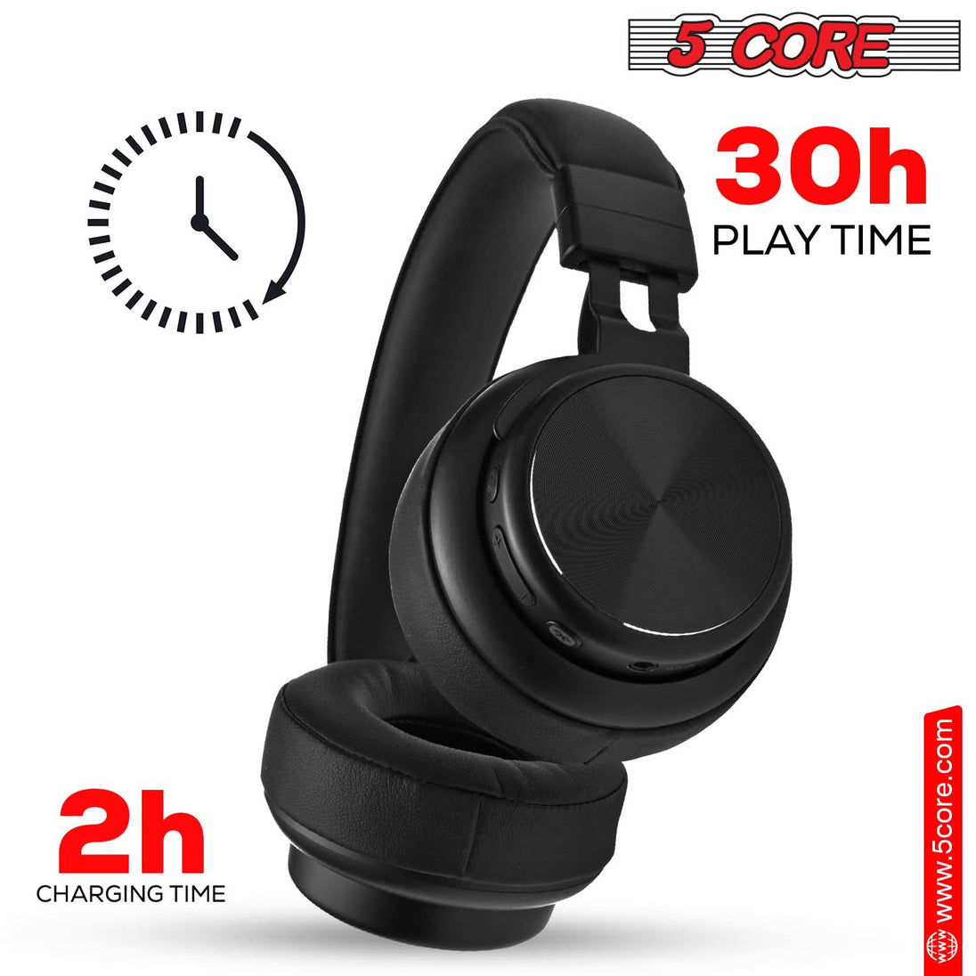 5Core Bluetooth noise cancelling headphones with soft ear cups for a comfortable fit