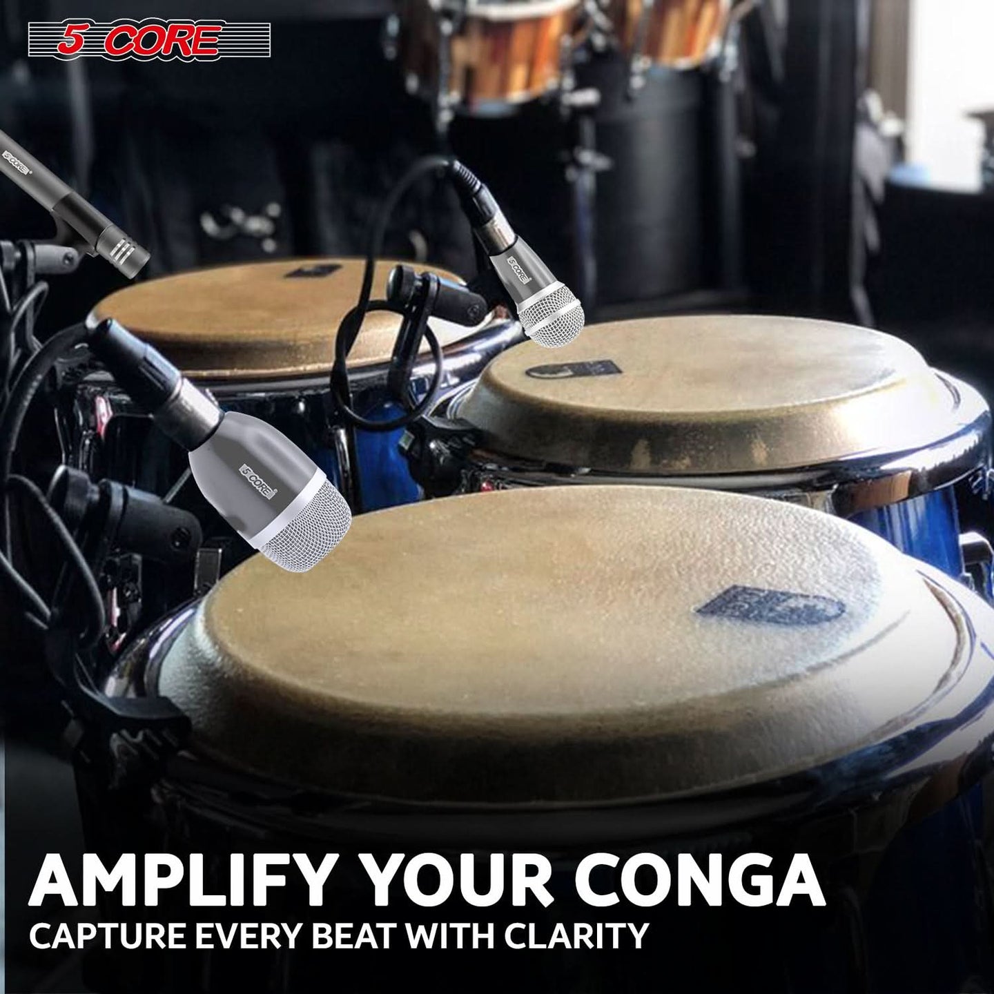 Grey 5Core condenser mic for snare and tom drum kit with XLR connection