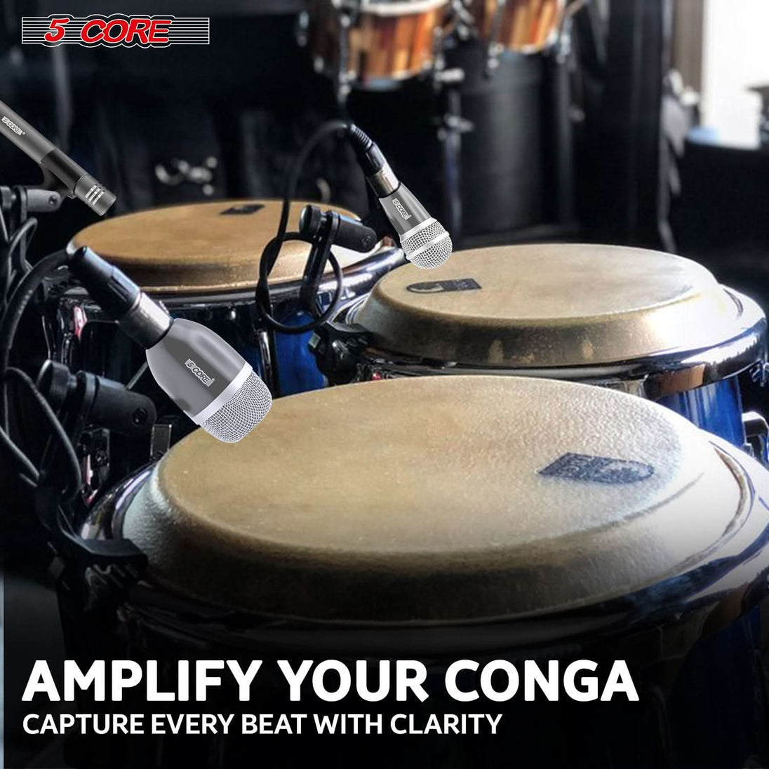 Grey 5Core condenser mic for snare and tom drum kit with XLR connection