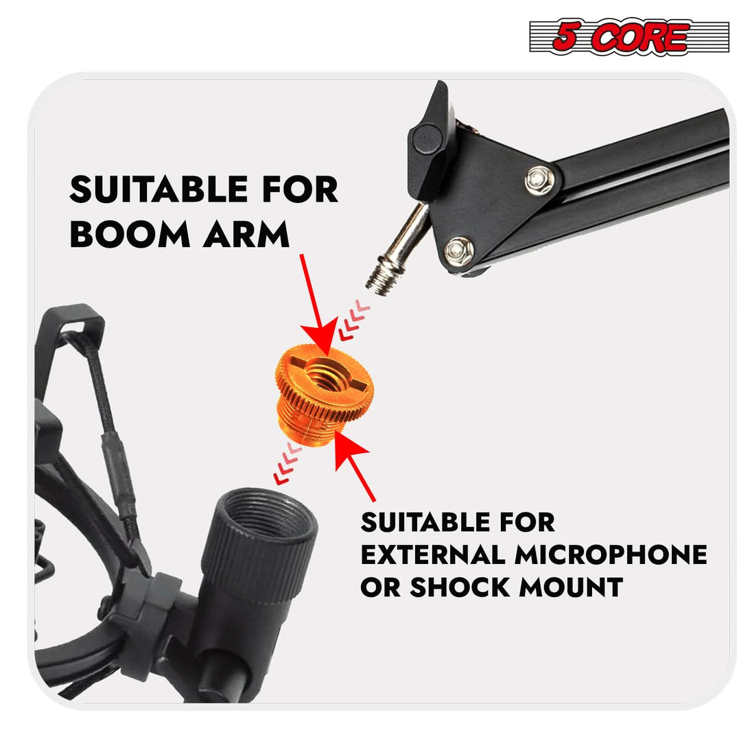 5Core screw thread conversion connector, 5/8 male to 3/8 female for mic stands