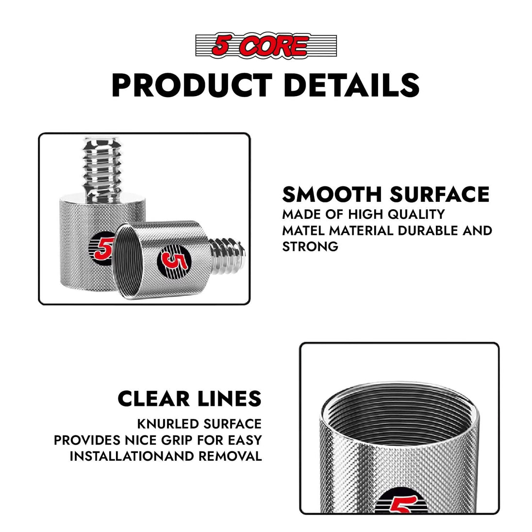 5Core 12-pack mic stand adapter, 5/8" female to 1/4" male screw thread conversion connector for microphones