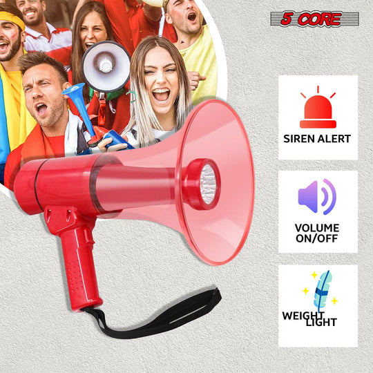 Waterproof bullhorn with 800 yards range, loud siren mode, and durable design for all-weather use.