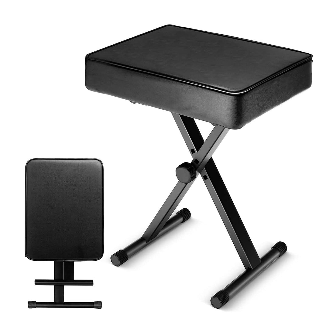 5Core black X style keyboard bench, adjustable heavy duty piano stool