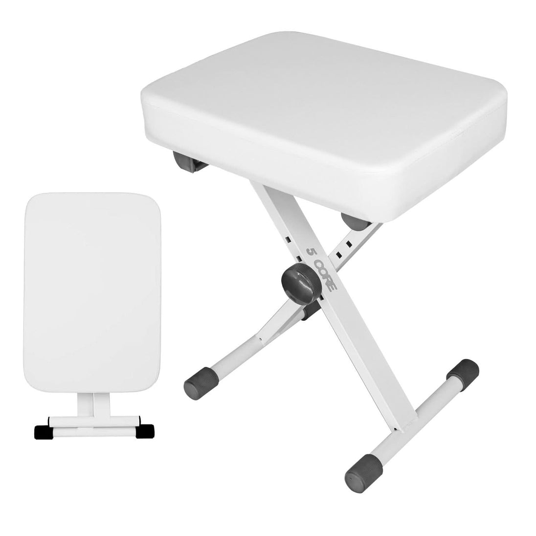 5Core white X style keyboard bench, adjustable heavy duty piano stool