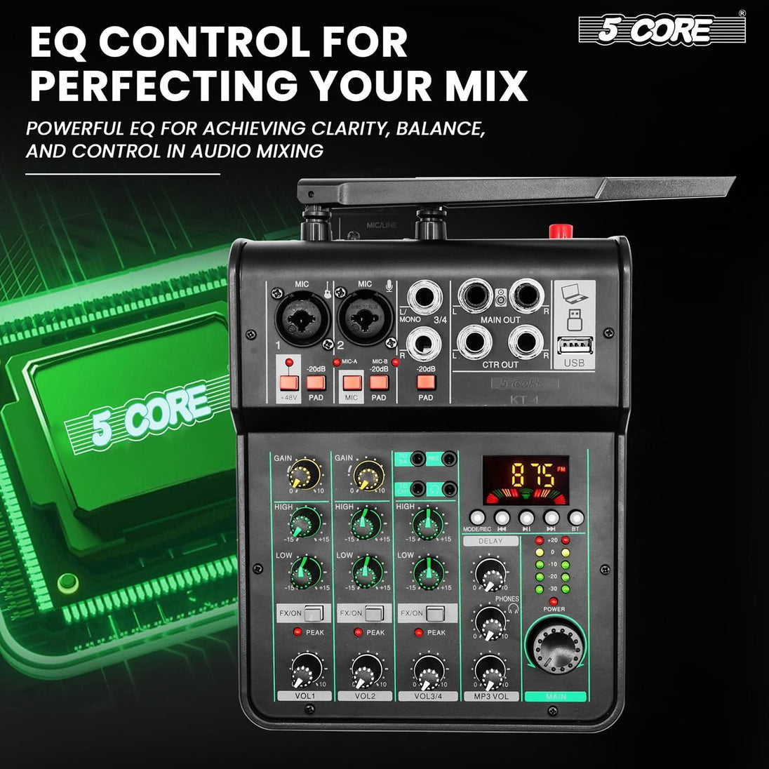 PA DJ mixer GOLD 5Core audio board with Bluetooth USB and 4 channels