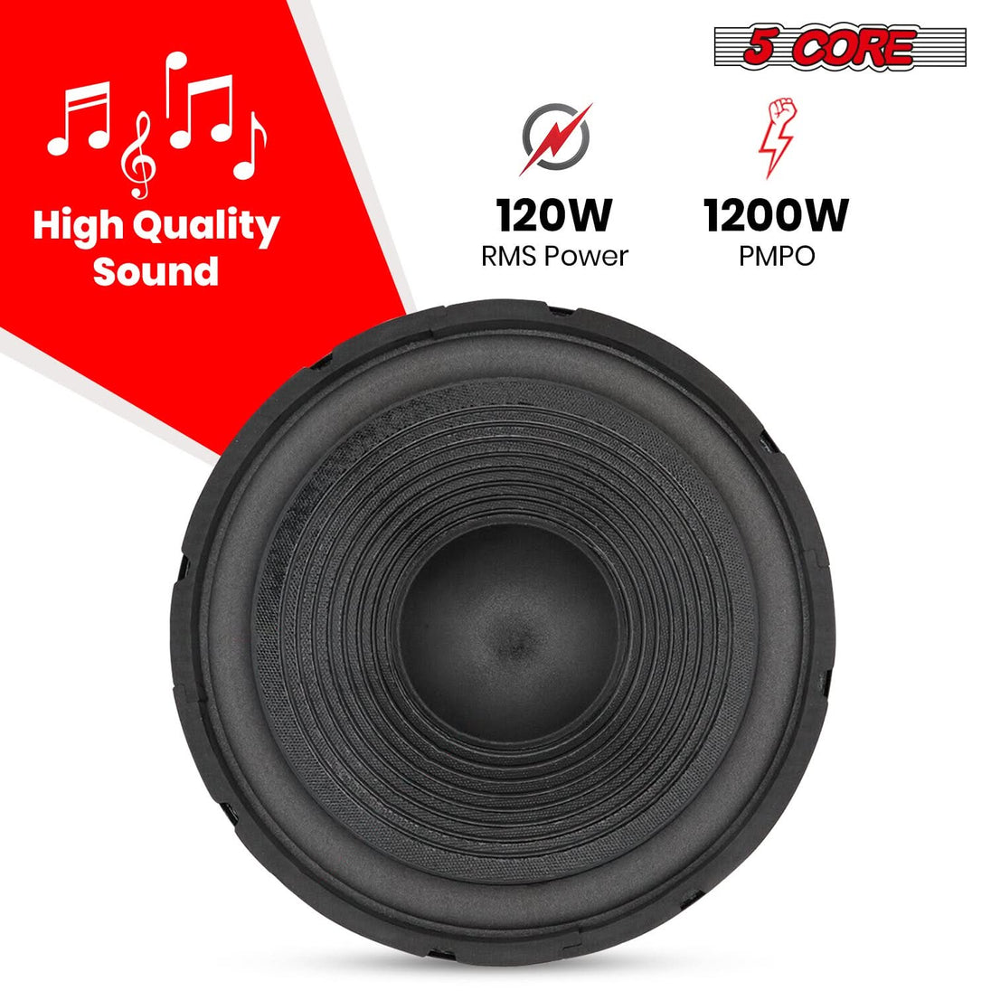 5Core 12" subwoofer speaker, 1200W peak, 4Ohm audio replacement woofer