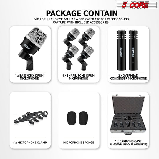 Advanced drum microphone kit designed with a metal windscreen mesh for high-quality studio and live performance recording.