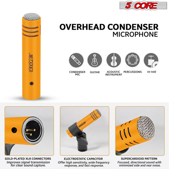 Durable drum microphone kit with overhead condenser mics for superior cymbal clarity.