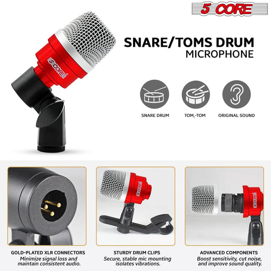 Durable drum microphone kit ensures reliable sound performance in any setup.