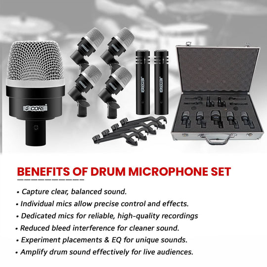 Best feedback drum mics kit ensuring clean and noise-free drum recordings.