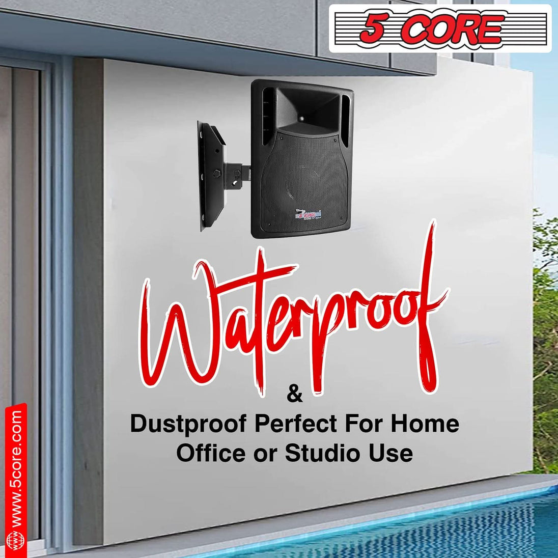 Heavy-duty wall mount for speakers by 5Core with tilt & swivel