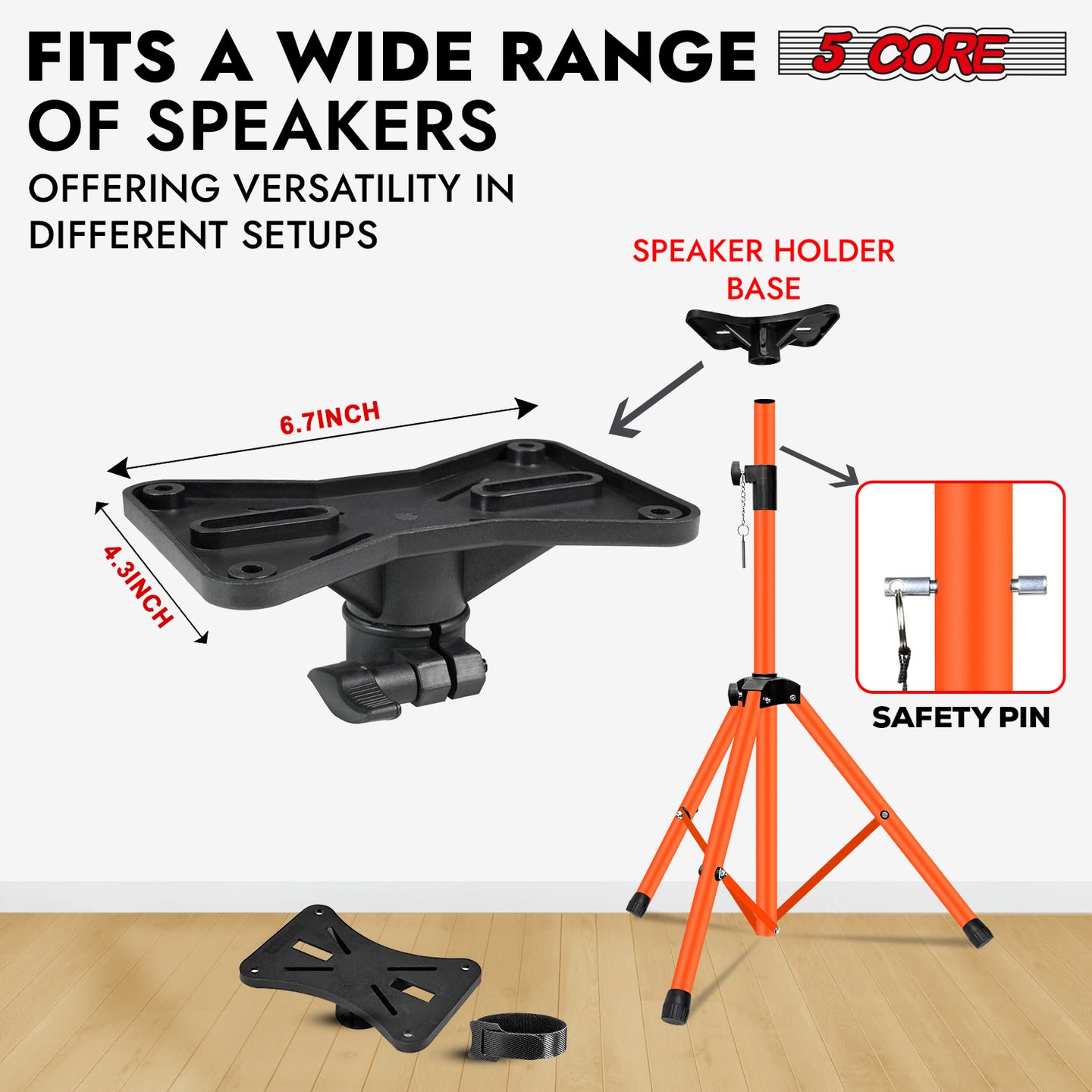 DJ speaker tripod mounts in orange color by 5Core, up to 48 inch