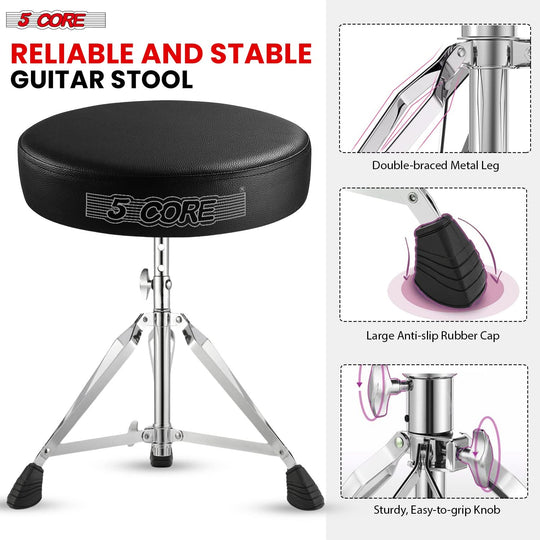 Sturdy 5Core guitar stool with drumming pad and snare stand for musicians