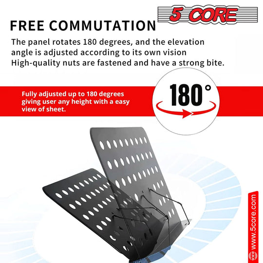 5Core music stand portable tripod adjustable folding note holder yellow