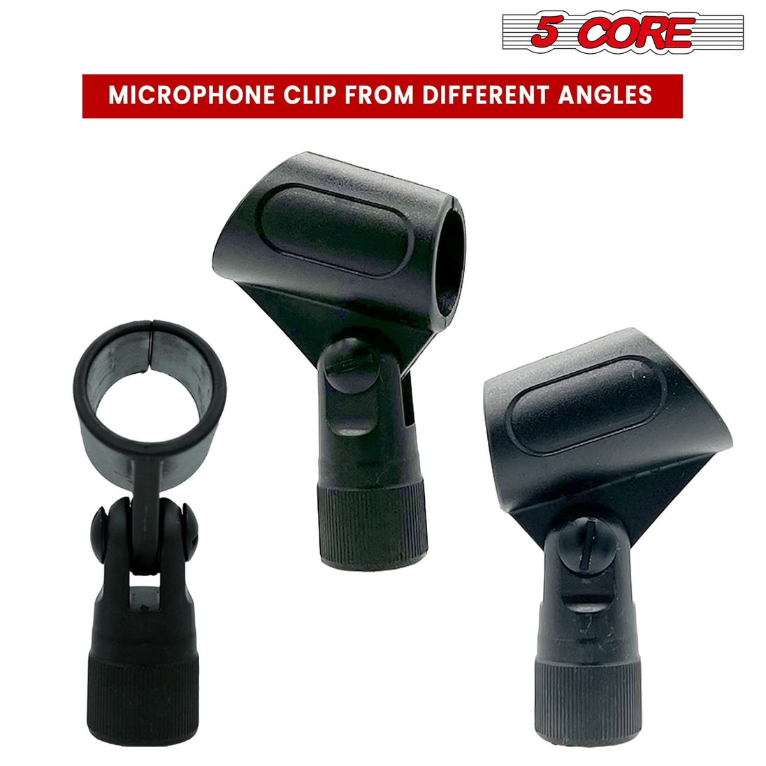 5Core microphone clip holders with 5/8 to 3/8 inch screw adapters for secure use