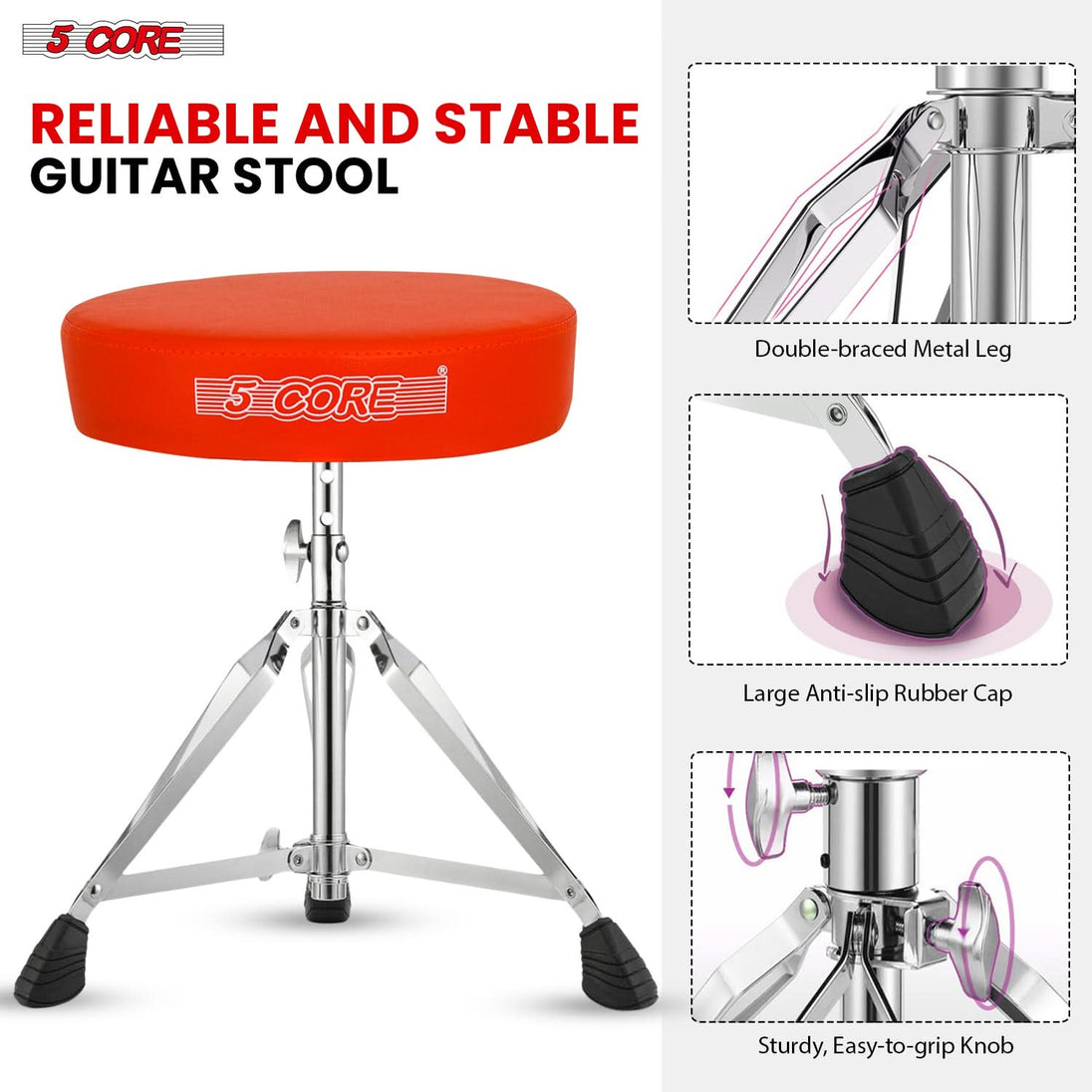 Adjustable 5Core guitar stool and drumming kit for home or stage use