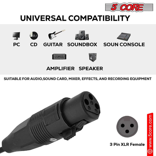 5Core 10-pack microphone cords with XLR female connectors