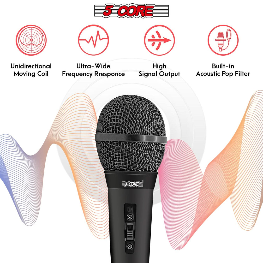 5Core handheld karaoke microphone XLR dynamic mic for vocals