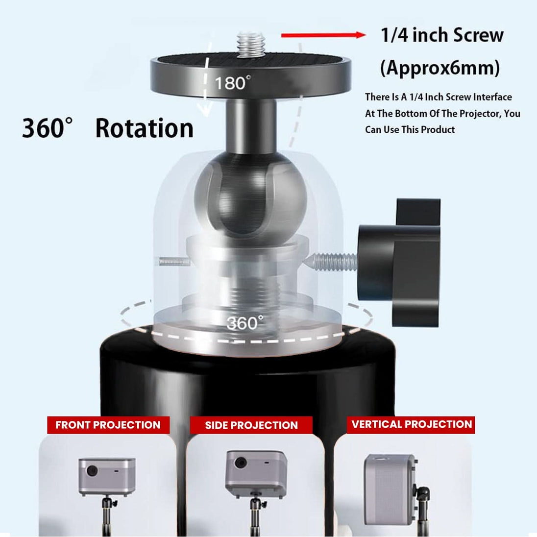 Multi-angle 5Core projector stand with three mounting options
