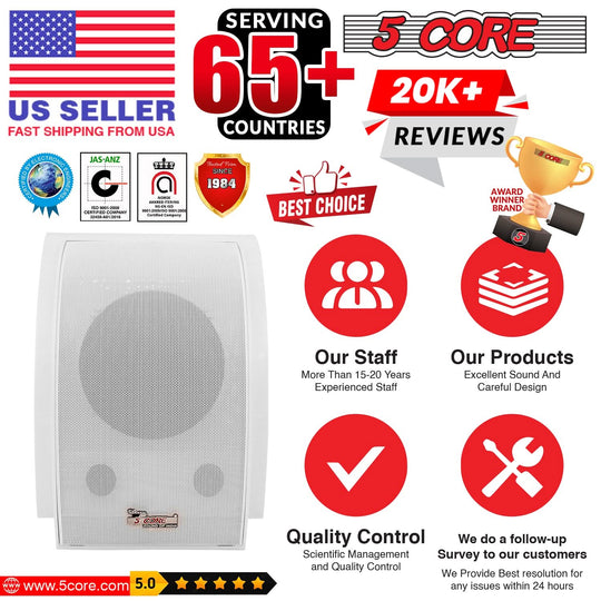 5Core home audio system with weather-resistant outdoor speakers