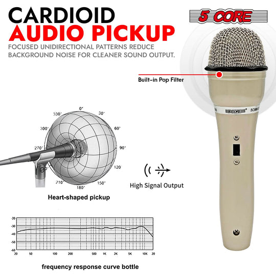 High-quality 5Core handheld XLR microphone for singing and studio use